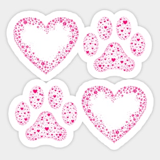 Pink Animal Paw and Heart Sticker